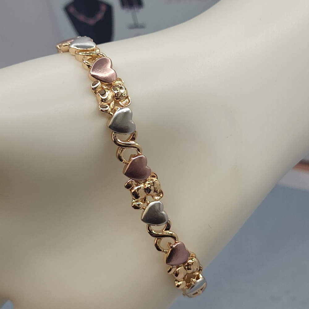 Heart and bears Gold-plated bracelet 3-colors 18k